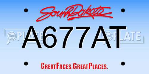 A677AT South Dakota License Plate