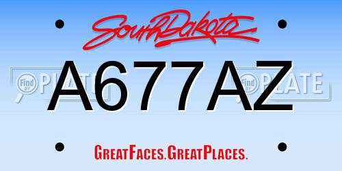 A677AZ South Dakota License Plate