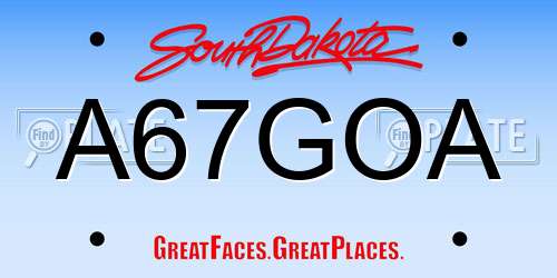 A67GOA South Dakota License Plate