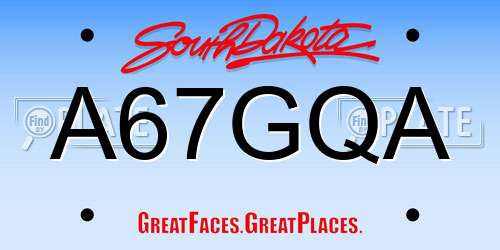 A67GQA South Dakota License Plate