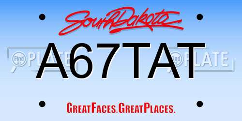 A67TAT South Dakota License Plate