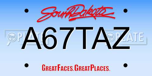 A67TAZ South Dakota License Plate