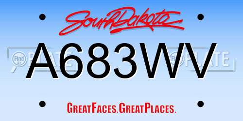 A683WV South Dakota License Plate