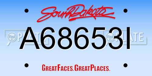 A68653I South Dakota License Plate