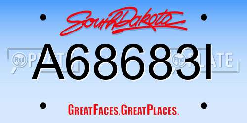 A68683I South Dakota License Plate