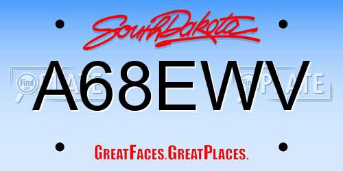 A68EWV South Dakota License Plate