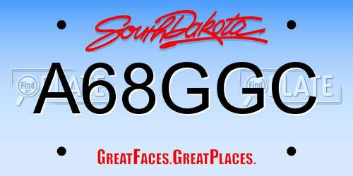 A68GGC South Dakota License Plate