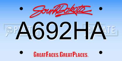 A692HA South Dakota License Plate