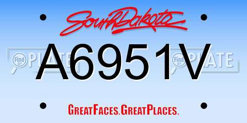 A6951V South Dakota License Plate