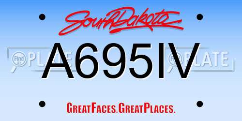 A695IV South Dakota License Plate