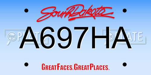 A697HA South Dakota License Plate