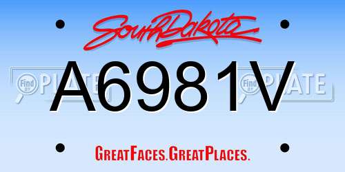 A6981V South Dakota License Plate