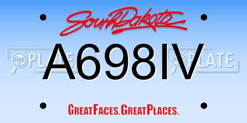 A698IV South Dakota License Plate