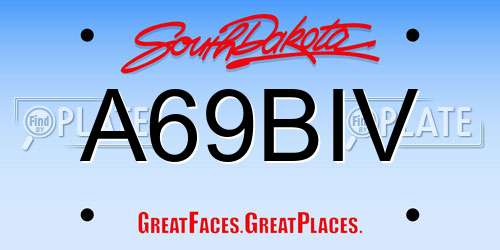 A69BIV South Dakota License Plate