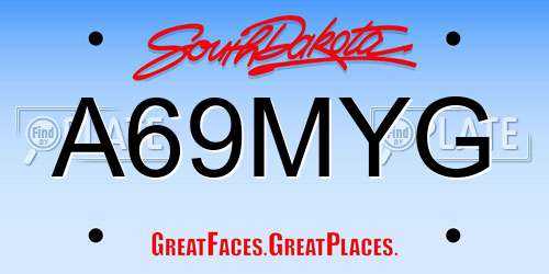 A69MYG South Dakota License Plate