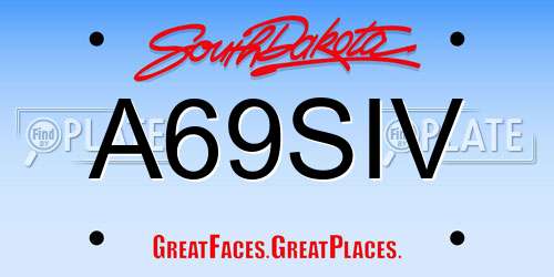 A69SIV South Dakota License Plate