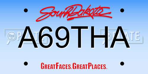 A69THA South Dakota License Plate