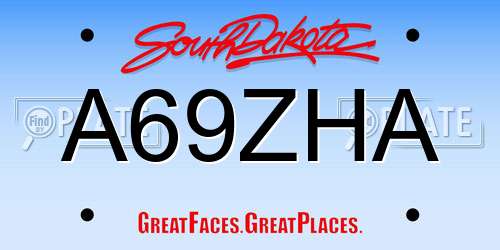 A69ZHA South Dakota License Plate