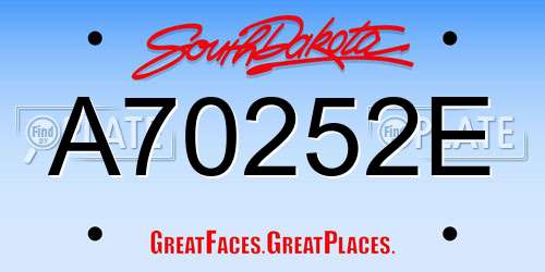 A70252E South Dakota License Plate