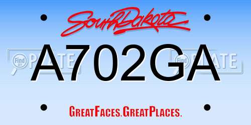 A702GA South Dakota License Plate
