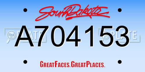 A704153 South Dakota License Plate