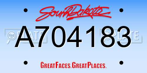 A704183 South Dakota License Plate