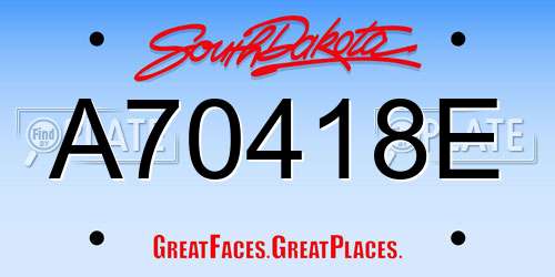 A70418E South Dakota License Plate