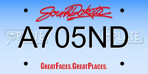 A705ND South Dakota License Plate