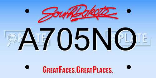 A705NO South Dakota License Plate