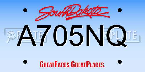 A705NQ South Dakota License Plate