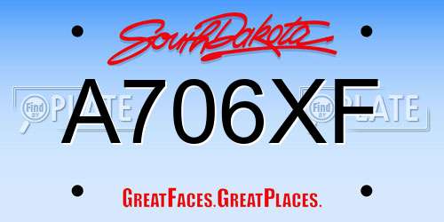 A706XF South Dakota License Plate