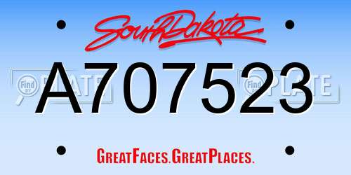 A707523 South Dakota License Plate