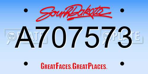 A707573 South Dakota License Plate