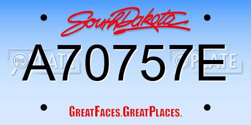 A70757E South Dakota License Plate