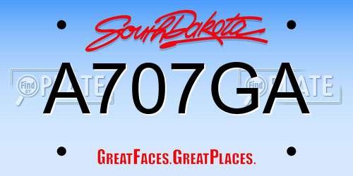 A707GA South Dakota License Plate