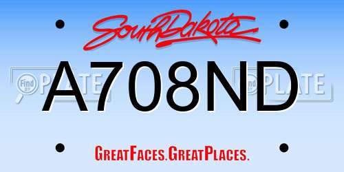 A708ND South Dakota License Plate