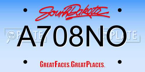 A708NO South Dakota License Plate