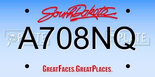 A708NQ South Dakota License Plate