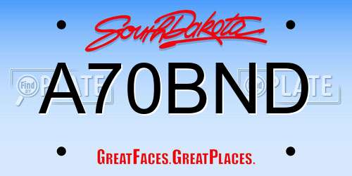 A70BND South Dakota License Plate