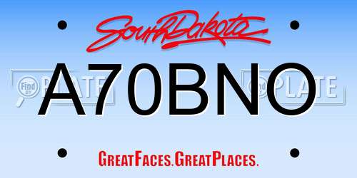 A70BNO South Dakota License Plate