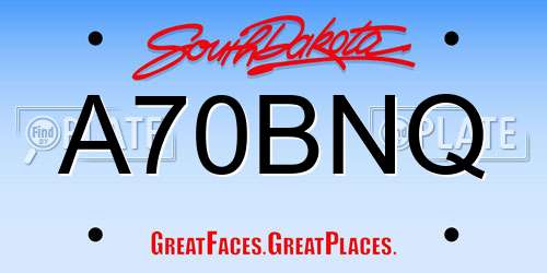 A70BNQ South Dakota License Plate