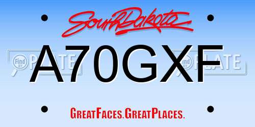 A70GXF South Dakota License Plate
