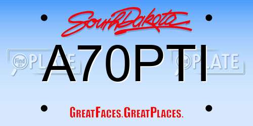 A70PTI South Dakota License Plate