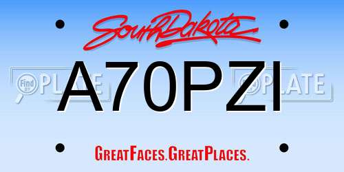A70PZI South Dakota License Plate