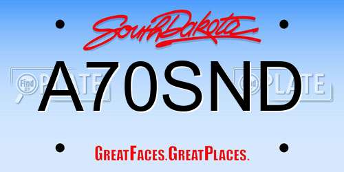 A70SND South Dakota License Plate