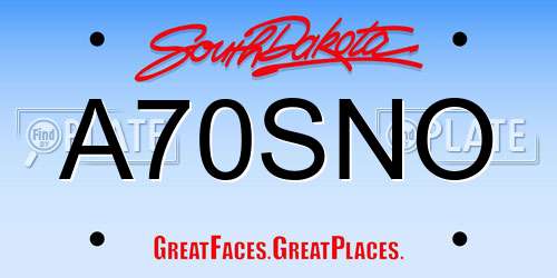A70SNO South Dakota License Plate