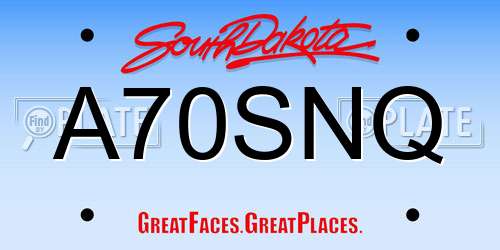 A70SNQ South Dakota License Plate