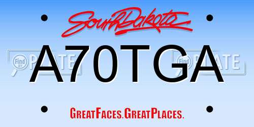 A70TGA South Dakota License Plate