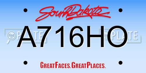 A716HO South Dakota License Plate