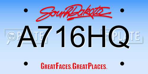 A716HQ South Dakota License Plate